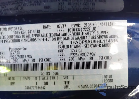 2017 Ford C-Max Hybrid Se из США, поврежденный, VIN 1FADP5AU9HL114316